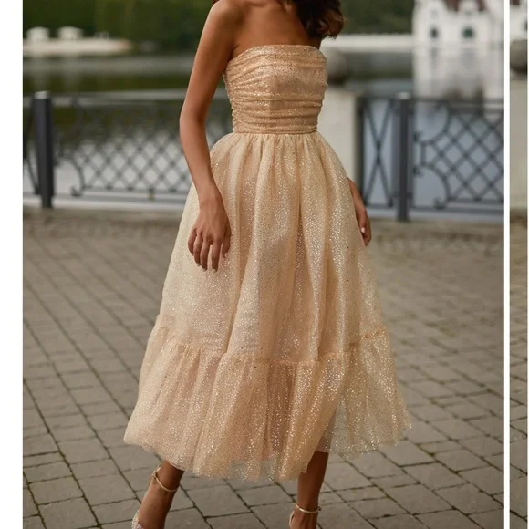 Alamoure the Label | Dresses | New Alamour The Label Perla Gold Cocktail  Dress Size Large | Poshmark